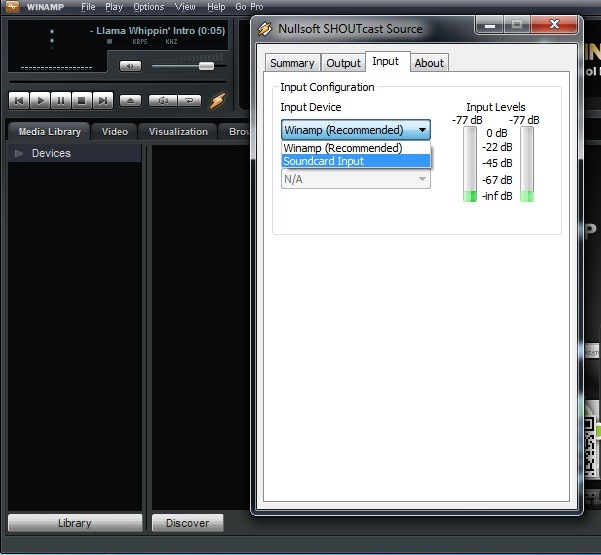 winamp line in choose device